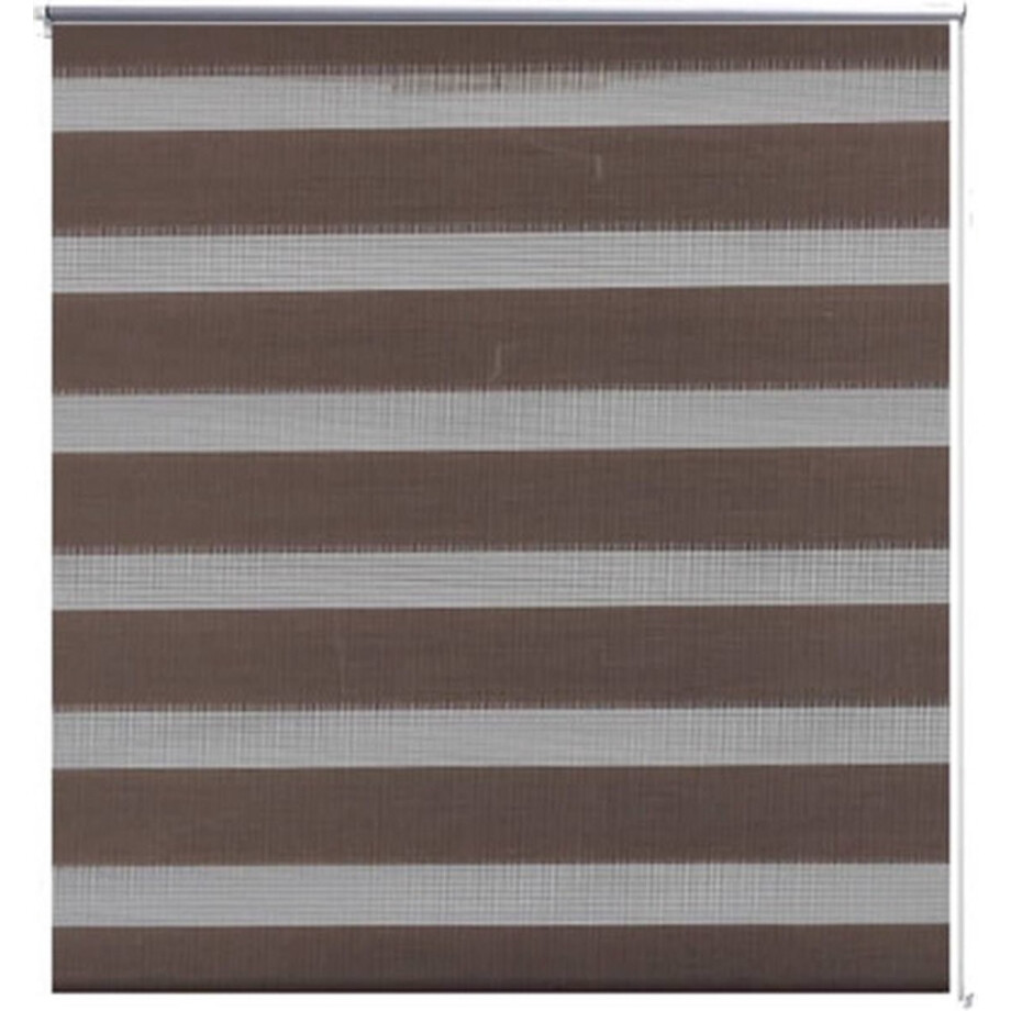 vidaXL - Zebra - rolgordijn - 140,9 - x - 175 - cm - stofbreedte - 136,7 - cm - koffiebruin afbeelding 1