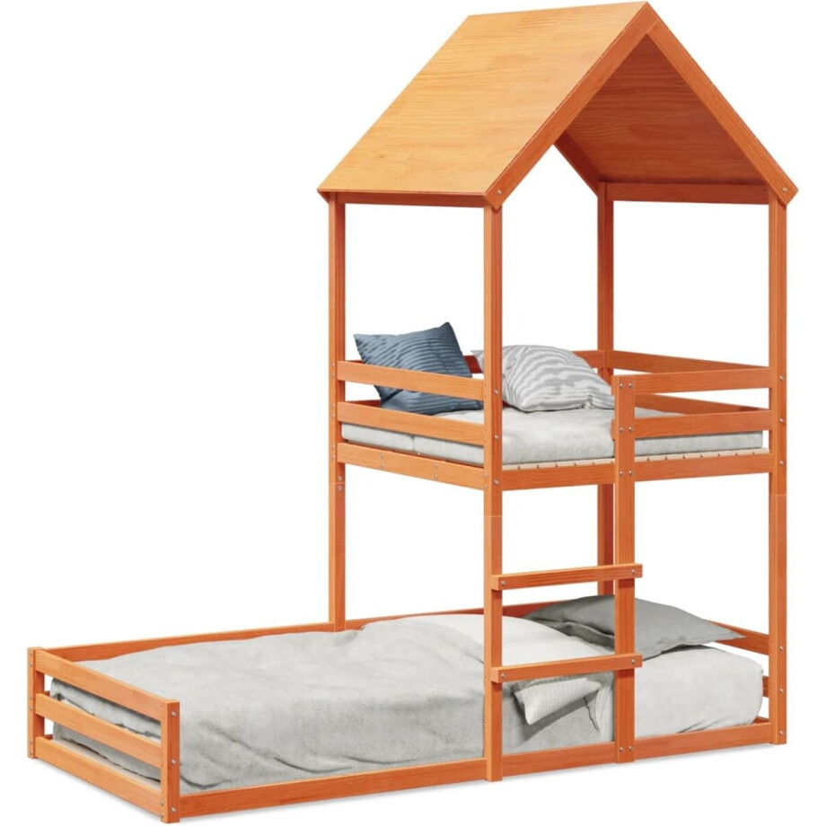 vidaXL - Kinderbed - met - huisje - massief - grenenhout - wasbruin - 90x190 - cm vidaXL - Kinderbed - met - huisje - massief - grenenhout - wasbruin - 90x190 - cm afbeelding 1