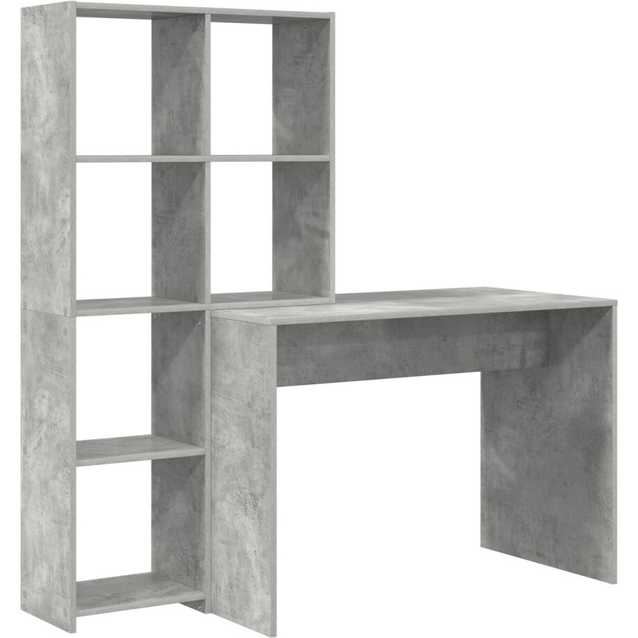 vidaXL - Bureau - met - plank - Beton - Grijs - 138,5 - x - 55 - x - 143 - cm - Bewerkt - hout vidaXL - Bureau - met - plank - Beton - Grijs - 138,5 - x - 55 - x - 143 - cm - Bewerkt - hout afbeelding 1