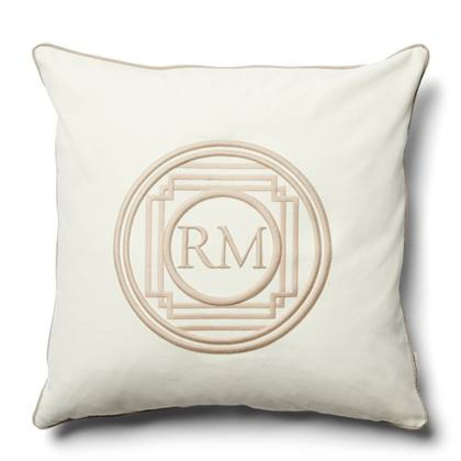 Riviera Maison kussenhoes 50x50, Sierkussen RM logo - Steven - Wit afbeelding 1