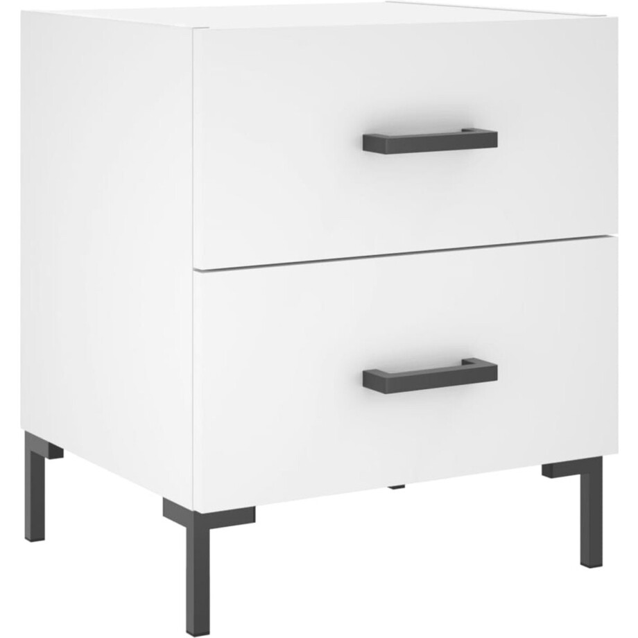 vidaXL - Nachtkastje - 40x35x47,5 - cm - bewerkt - hout - wit afbeelding 1