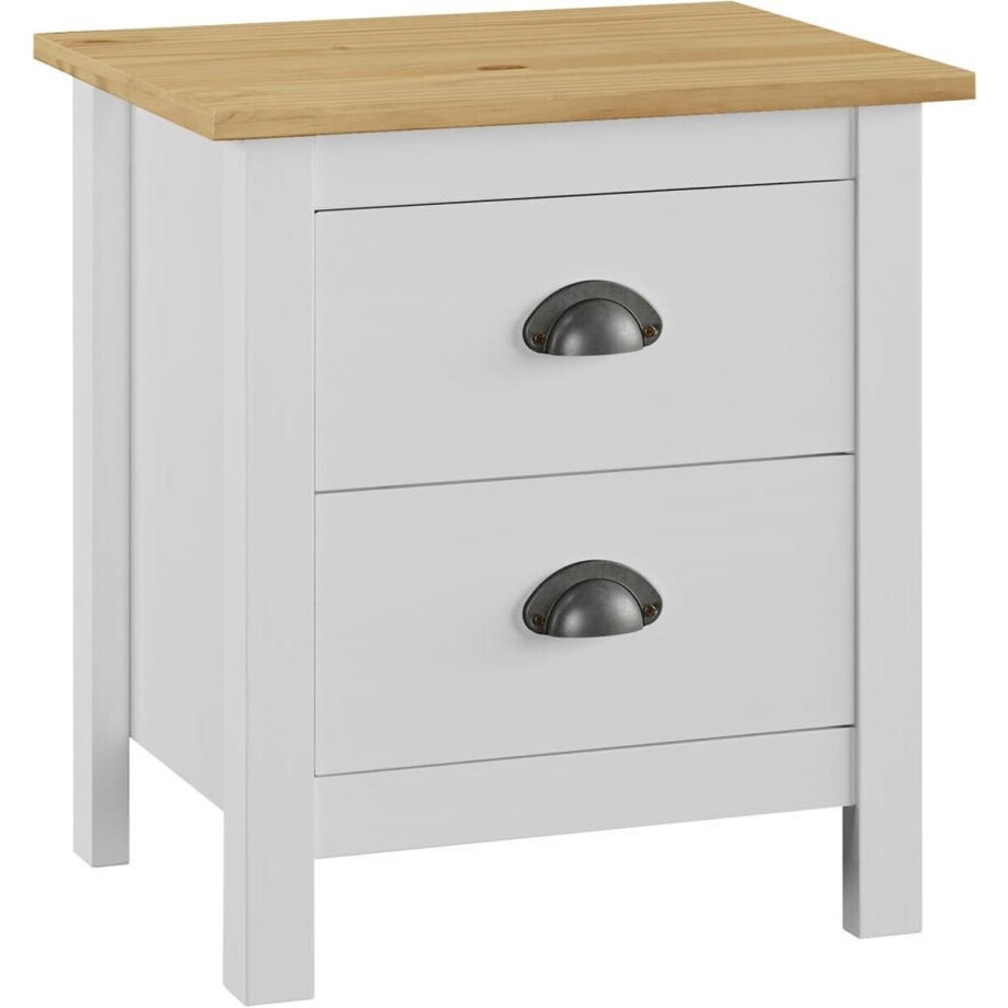vidaXL - Nachtkastje - Hill - 46x35x49,5 - cm - massief - grenenhout - wit afbeelding 1