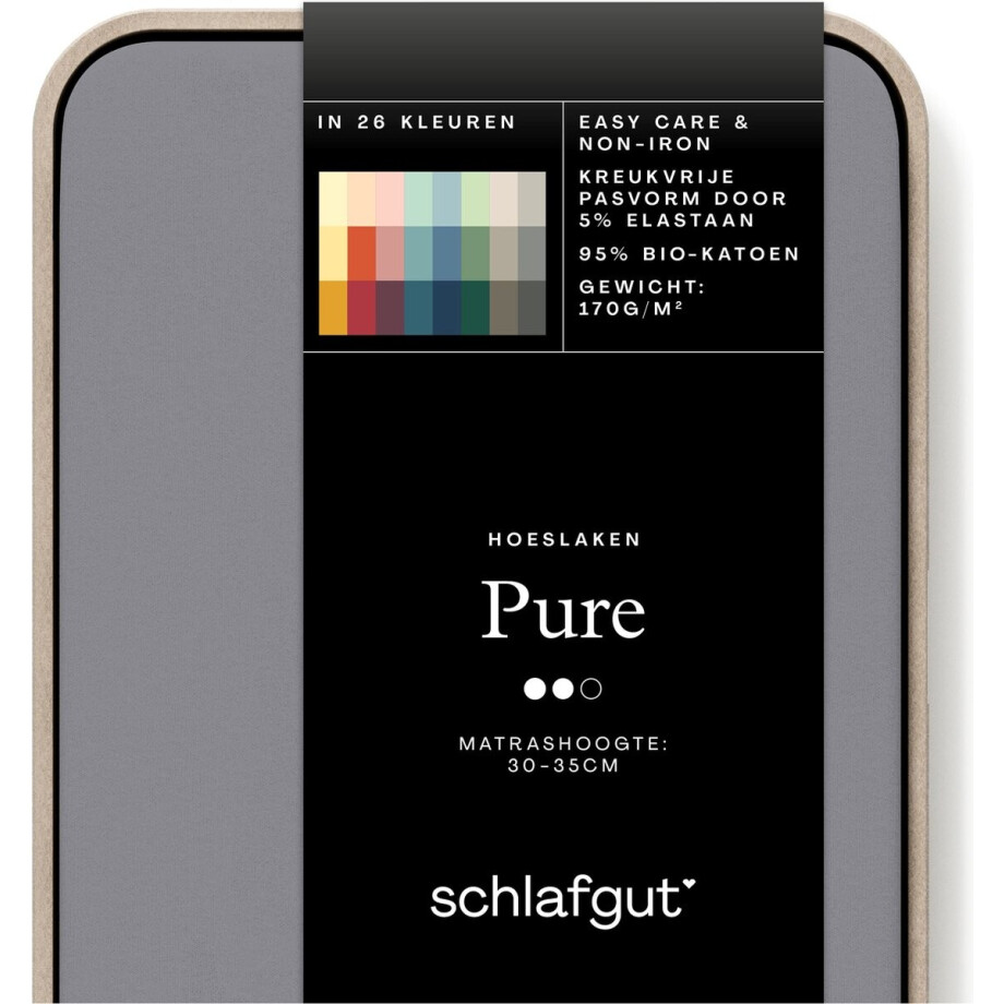 Schlafgut Pure Bio Katoen Jersey Hoeslaken M - 120x200 - 130x220 128 Grey Mid afbeelding 1