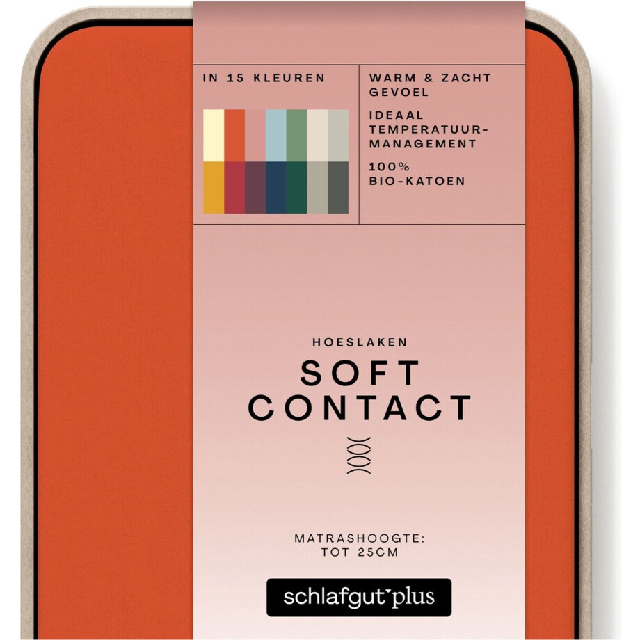 schlafgut Soft Contact Bio Koeten Hoeslaken S - 90x190 - 100x200 269 Red Mid afbeelding 1