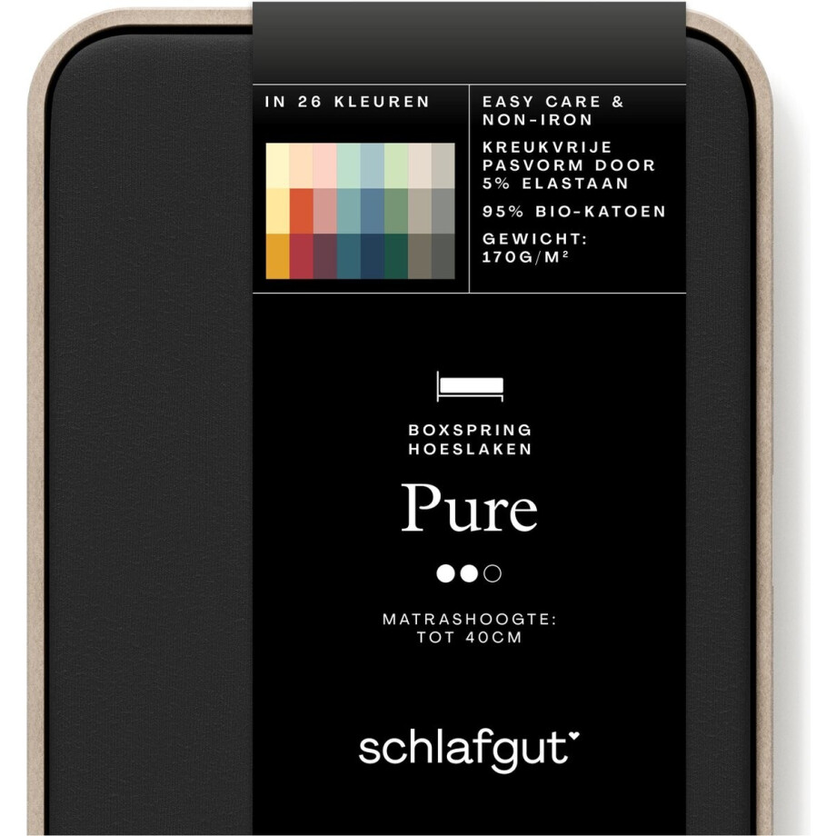 schlafgut Pure Boxspring matras Jersey Hoeslaken Eenpersoons – 90x200 cm - Matrashoogte tot 40cm - Zwart schlafgut Pure Boxspring matras Jersey Hoeslaken Eenpersoons – 90x200 cm - Matrashoogte tot 40cm - Zwart afbeelding 1