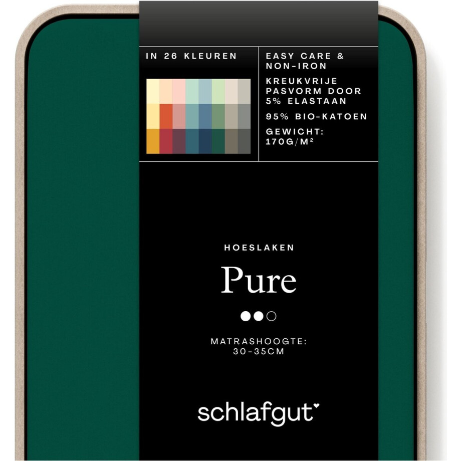Schlafgut Pure Bio Katoen Jersey Hoeslaken S - 90x190 - 100x220 690 Green Deep afbeelding 1