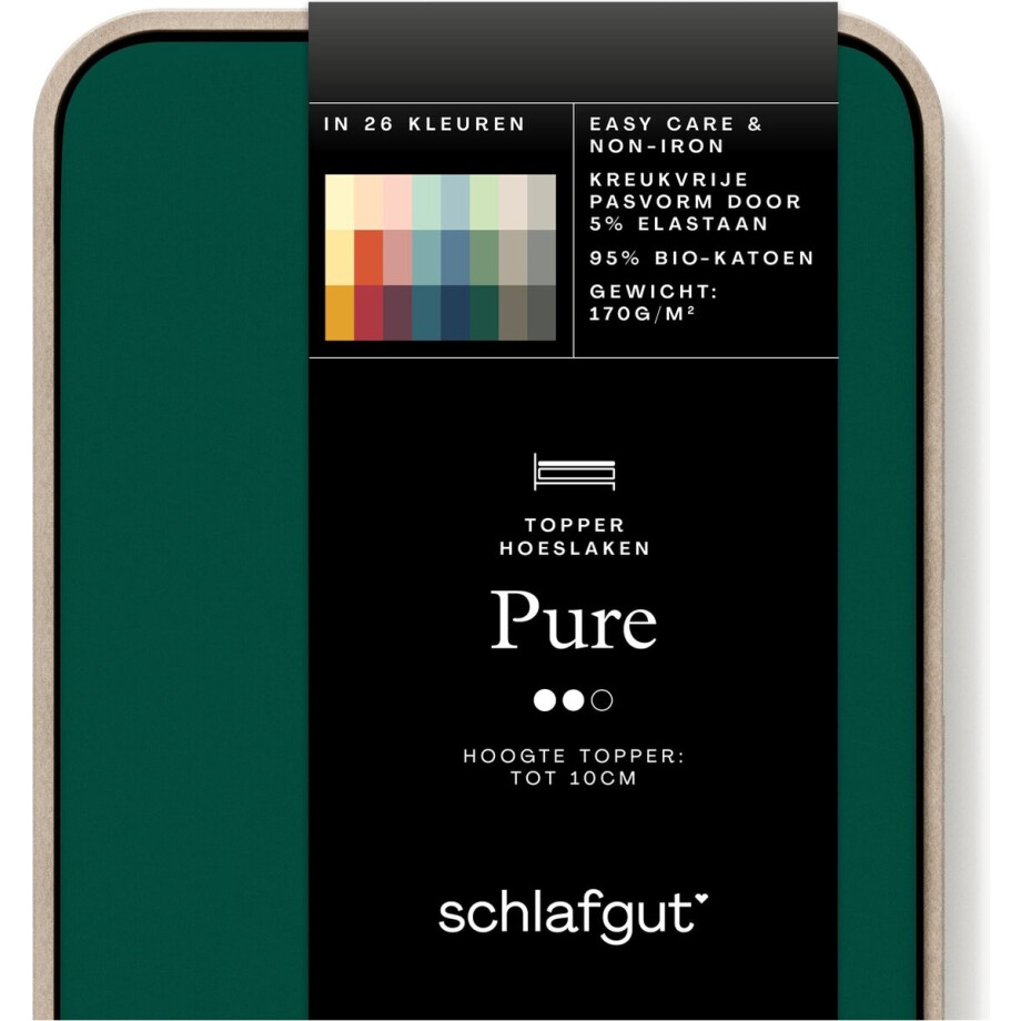 Schlafgut Jersey Pure topper hoeslaken - Eenpersoons - Green Deep afbeelding 1