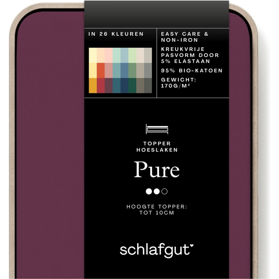 Schlafgut Jersey Pure topper hoeslaken - Tweepersoons - Purple Deep afbeelding 1