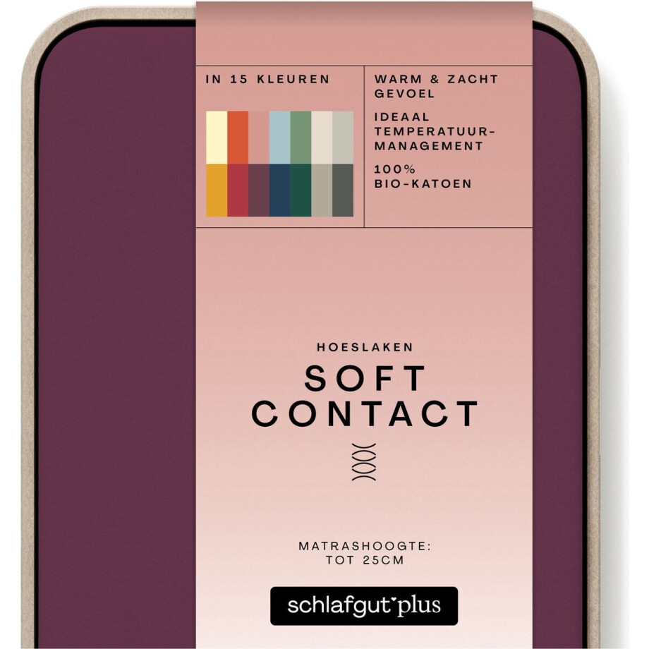 schlafgut Soft Contact Bio Koeten Hoeslaken L - 140x200 - 160x200 542 Purple Deep afbeelding 1