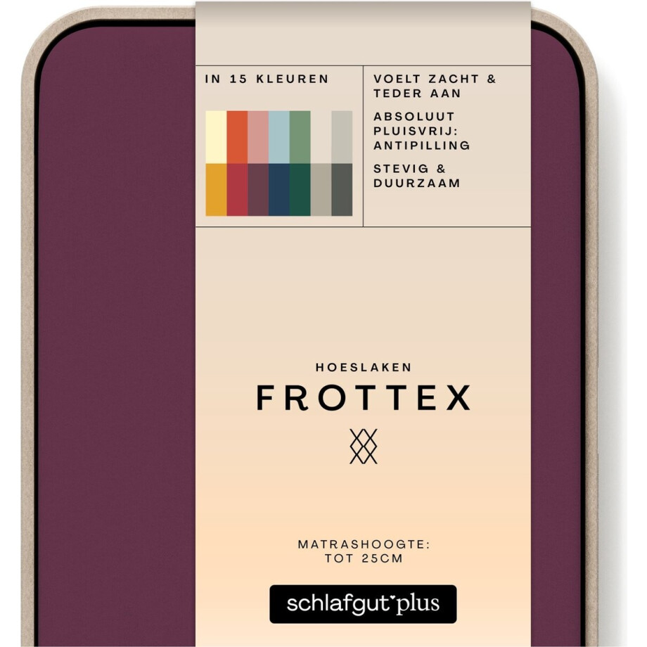 schlafgut Frottex Hoeslaken XL - 180x200 - 200x200 542 Purple Deep afbeelding 1