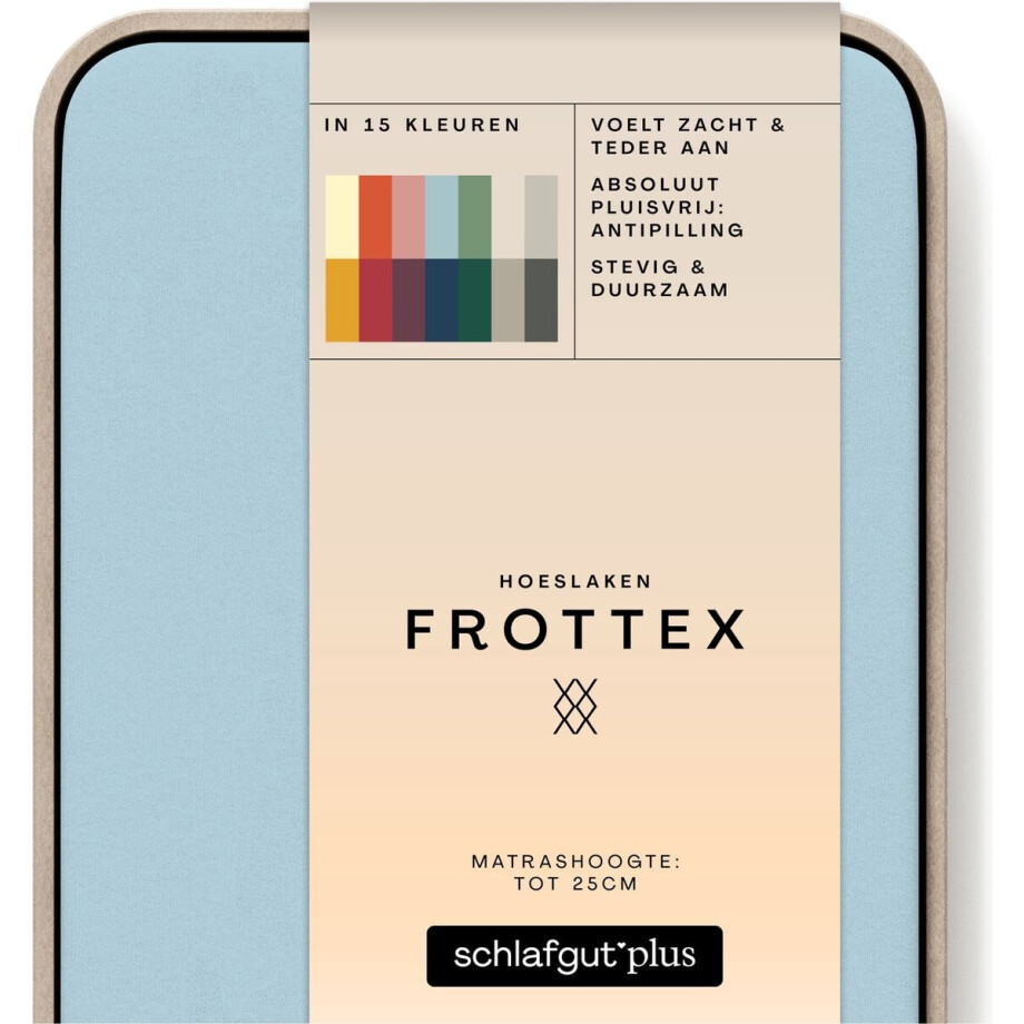 schlafgut Frottex Hoeslaken L - 140x200 - 160x200 536 Blue Light afbeelding 1