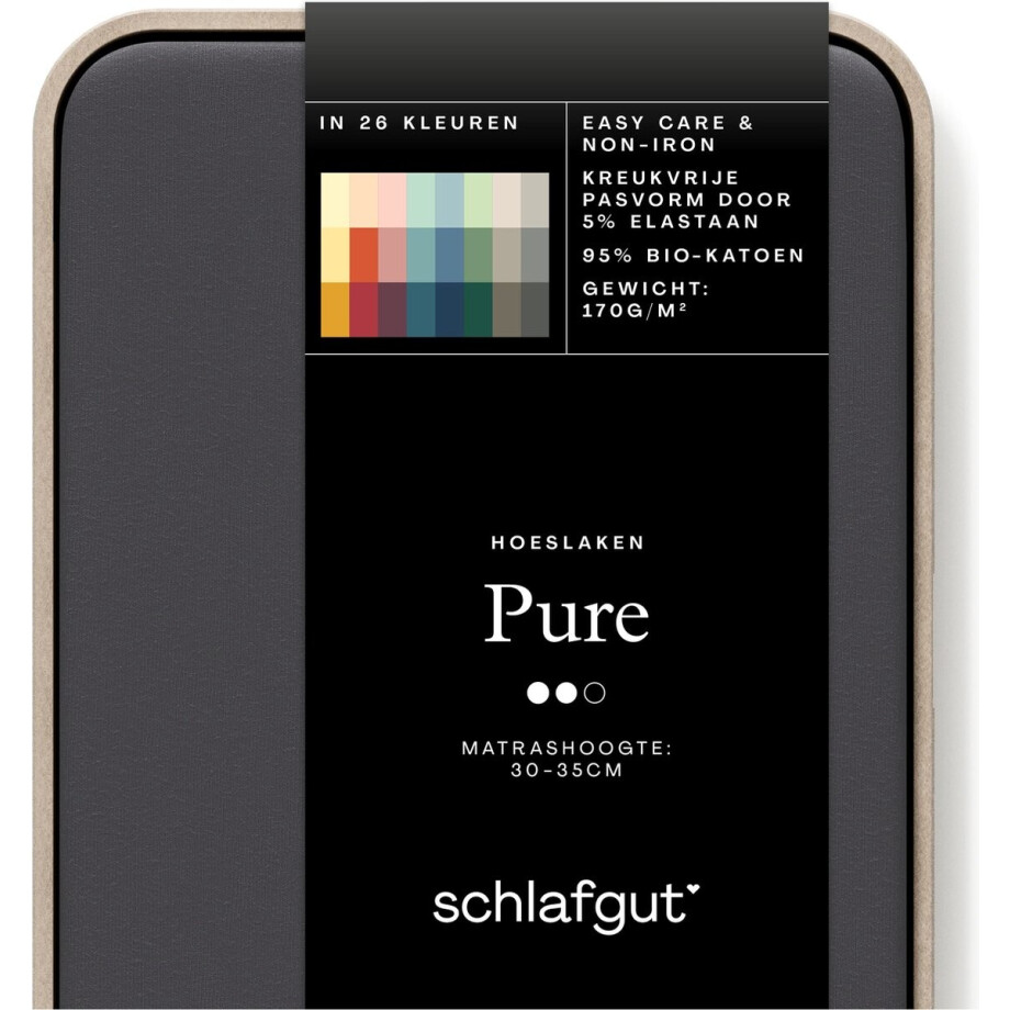 schlafgut Pure Bio Katoen Jersey Hoeslaken S - 90x190 - 100x220 556 Grey Deep schlafgut Pure Bio Katoen Jersey Hoeslaken S - 90x190 - 100x220 556 Grey Deep afbeelding 1