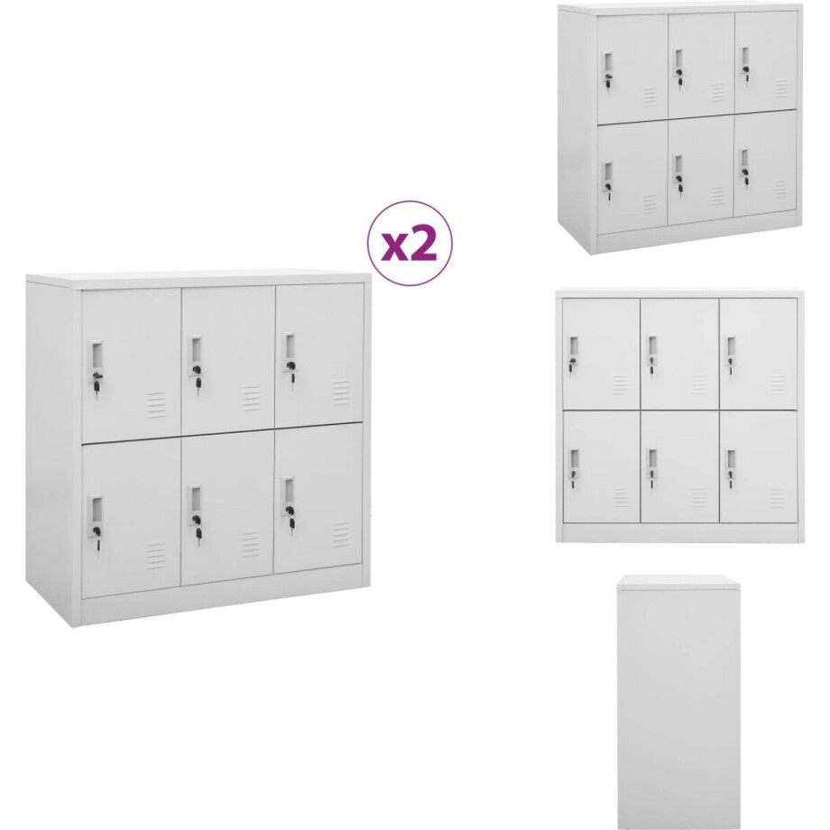 vidaXL Lockerkast - Lockerkasten - Locker Kast - Locker Kasten - Lockerkasten 2 st 90x45x92,5 cm staal lichtgrijs vidaXL Lockerkast - Lockerkasten - Locker Kast - Locker Kasten - Lockerkasten 2 st 90x45x92,5 cm staal lichtgrijs afbeelding 1
