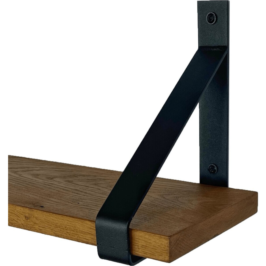 GoudmetHout - Massief eiken wandplank - 180 x 20 cm - Donker Eiken - Inclusief industriële plankdragers MAT ZWART - lange boekenplank GoudmetHout - Massief eiken wandplank - 180 x 20 cm - Donker Eiken - Inclusief industriële plankdragers MAT ZWART - lange boekenplank afbeelding 1