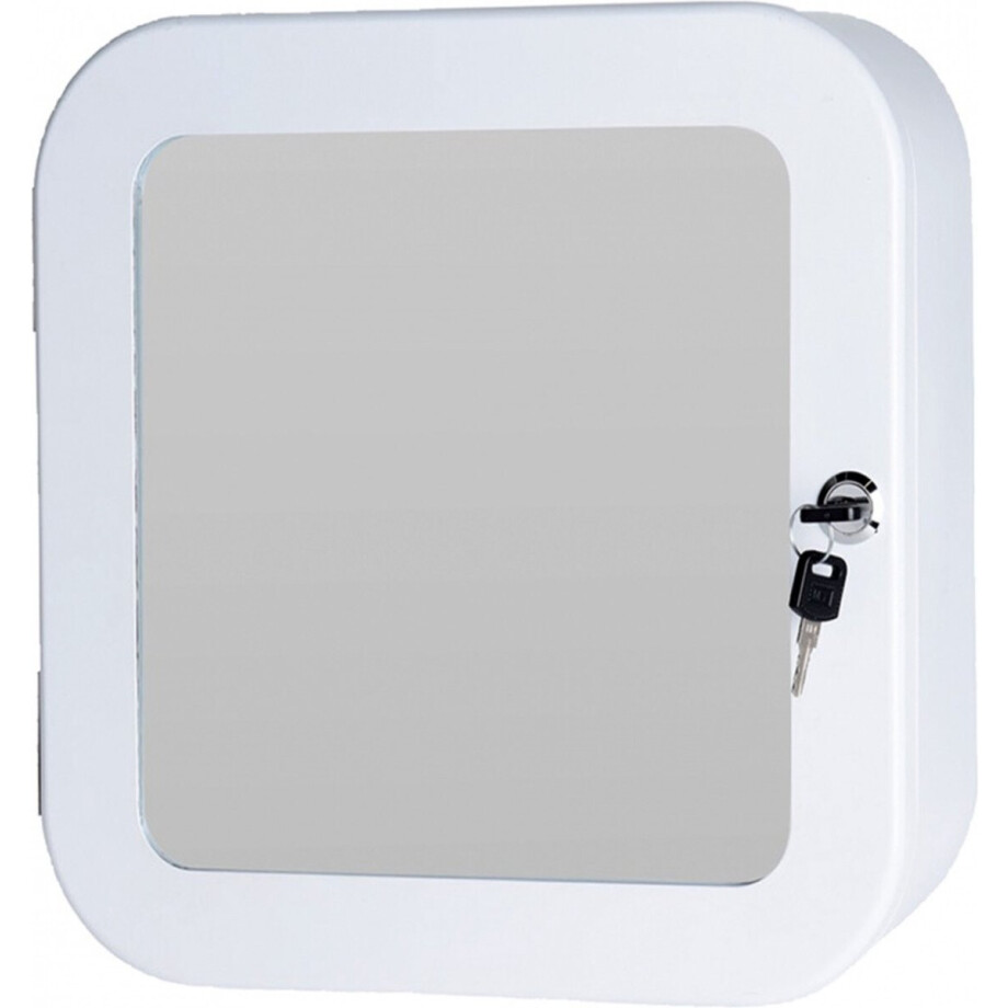 Bathroom Solutions Medicijnkastje - wit - met spiegel en slot - 32 x 32 cm afbeelding 1