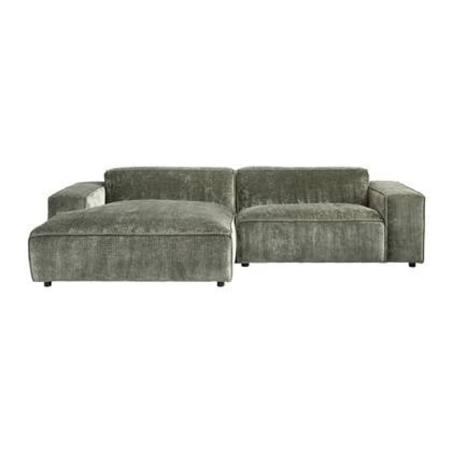 by fonQ Chunky Chaise Longue Links - Donkergroen - Rib afbeelding 1