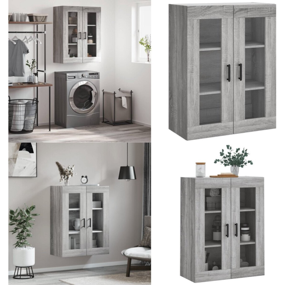 vidaXL Wandkast 69,5x34x90 cm grijs sonoma eikenkleurig - Wandkast - Wandkasten - Hangkast - Hangende Kast afbeelding 1