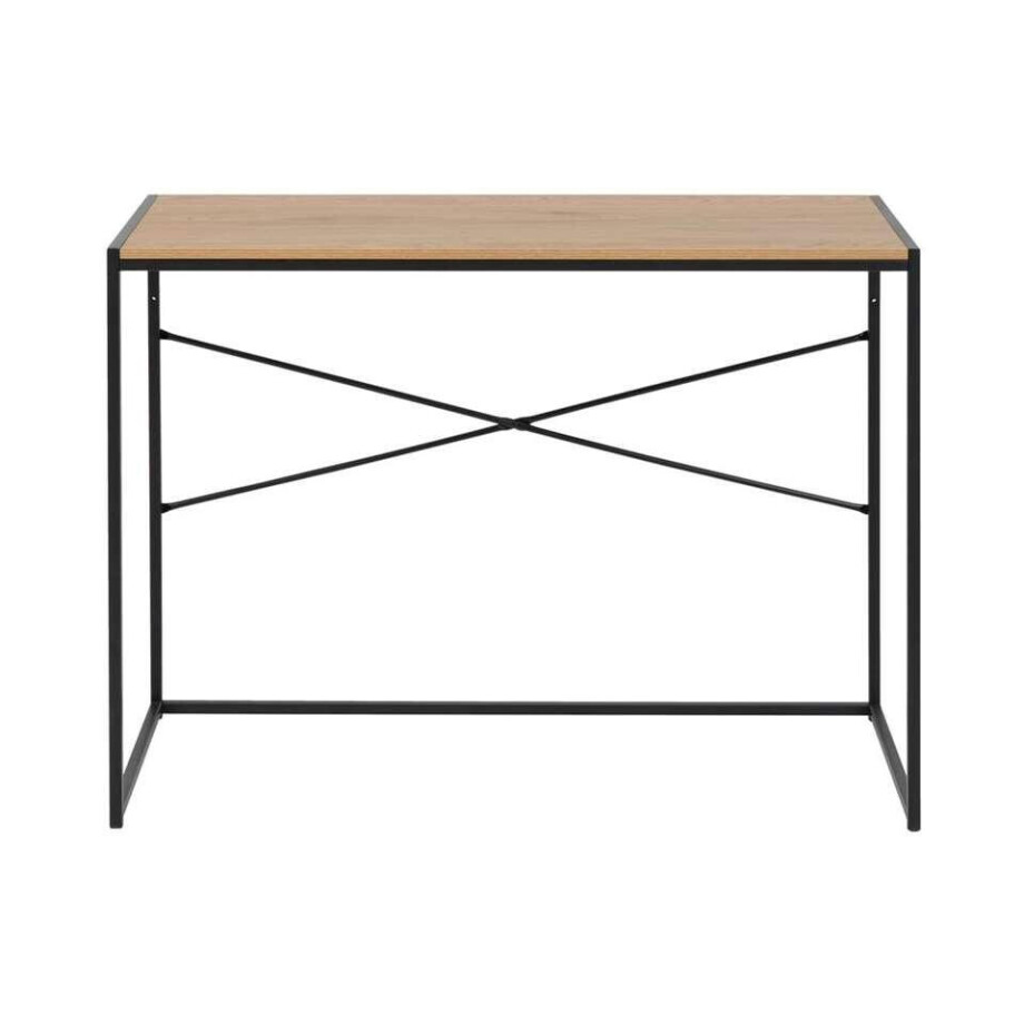 Leen Bakker - Bureau Jaxx - Naturel/zwart - 75x100x45 Cm - MDF - Bruin afbeelding 1