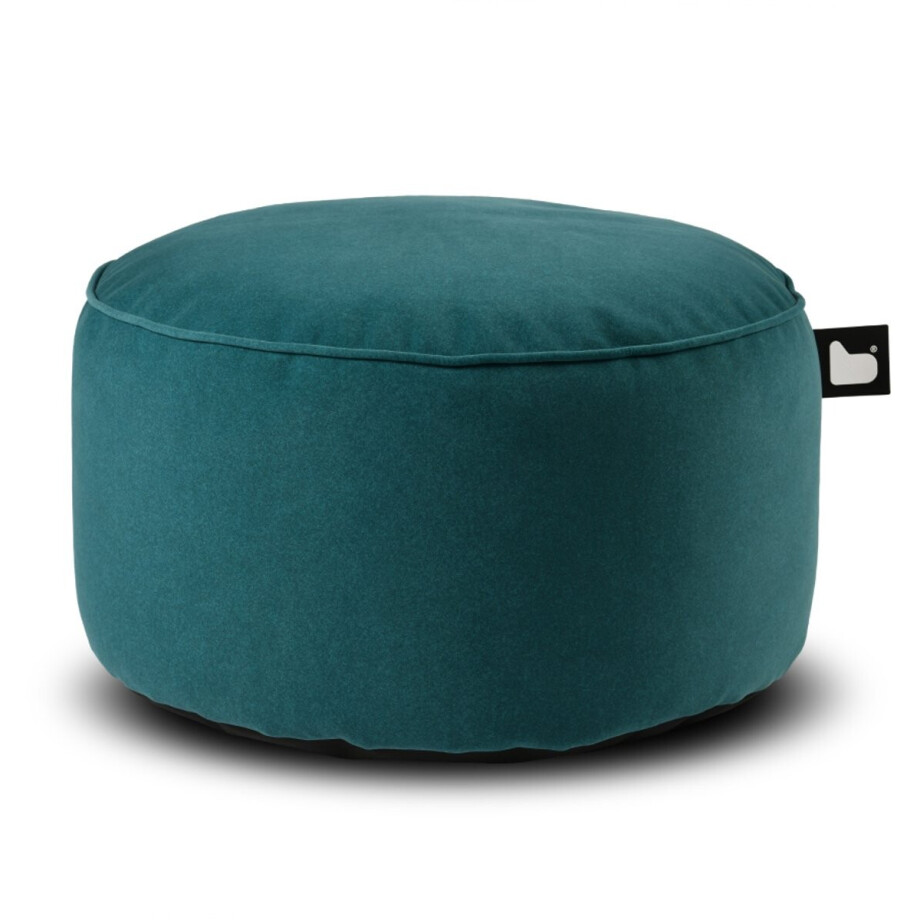 Extreme Lounging - b-poufe suede - poef rond - voor binnen - zachte suede stof - 60x40cm - teal afbeelding 1