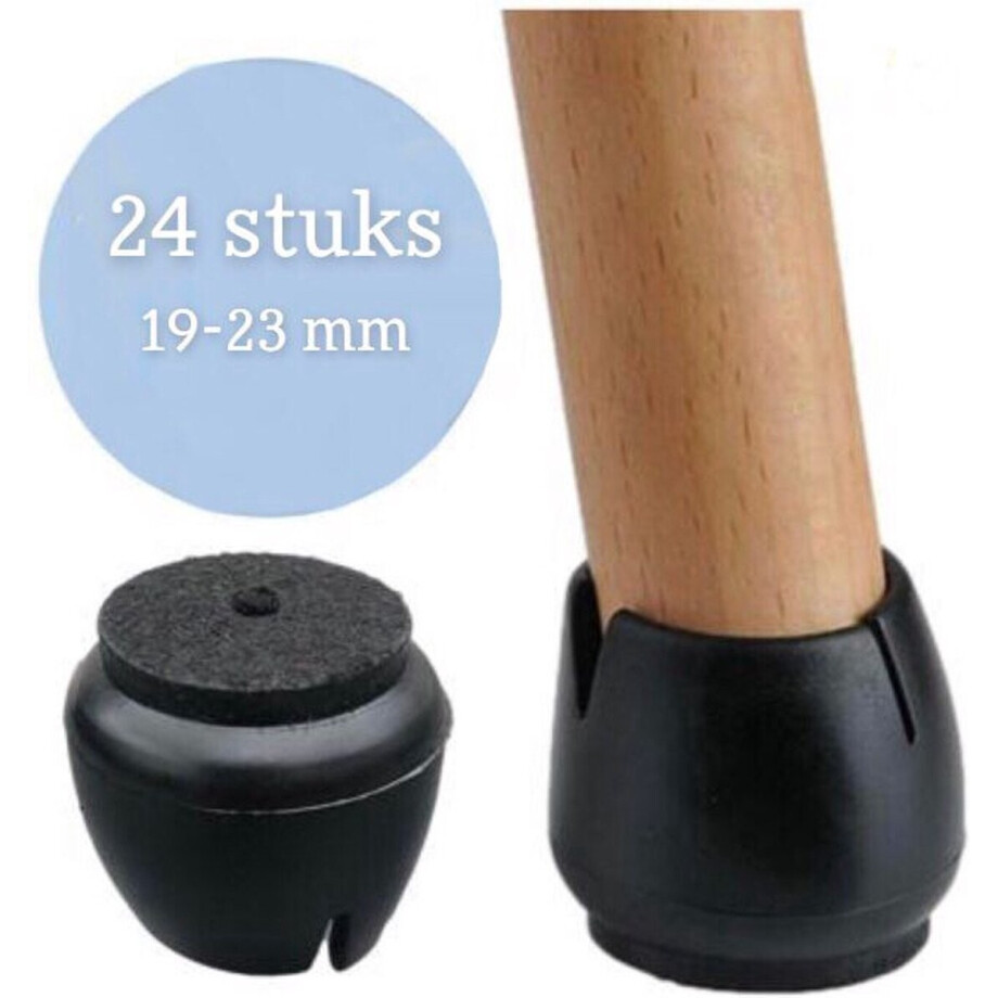 Igoods 24x Stoelpoot beschermers - Doppen - Zwart - Viltjes - Stoelpootdoppen afbeelding 1