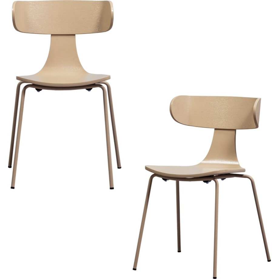 WOOOD Form Eetkamerstoelen - Hout/Metaal - Zand - Set van 2 WOOOD Form Eetkamerstoelen - Hout/Metaal - Zand - Set van 2 afbeelding 1