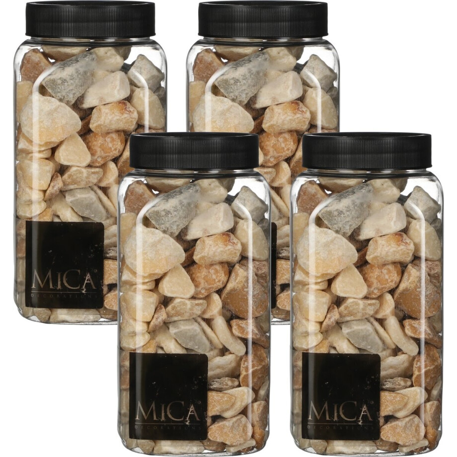 Mica Decorations decoratie stenen - 4x - 650ml - lichtbruin mix - hobby steentjes - sier stenen afbeelding 1
