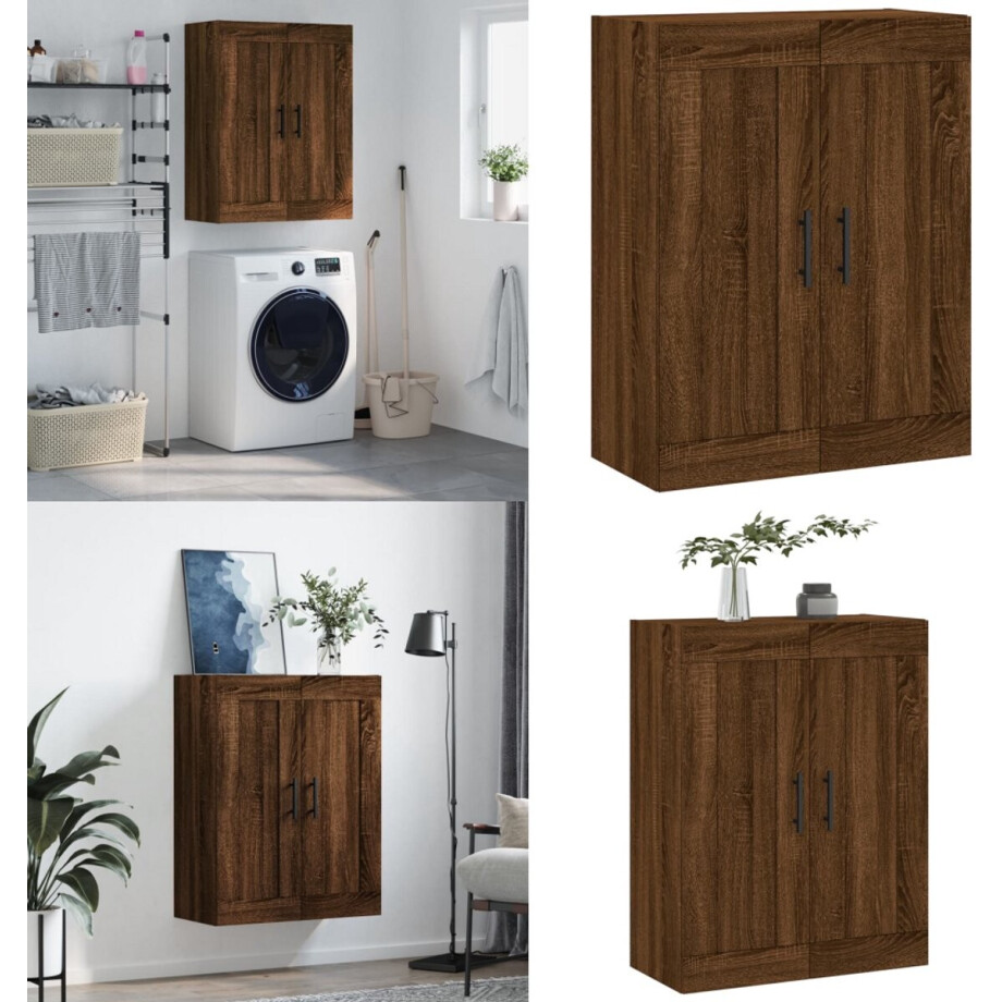 vidaXL Wandkast 69,5x34x90 cm bewerkt hout bruin eikenkleur - Wandkast - Wandkasten - Hangkast - Hangende Kast afbeelding 1