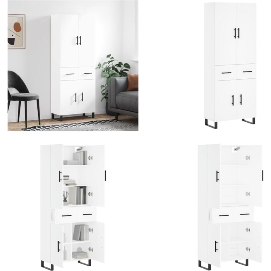 vidaXL Hoge kast 69-5x34x180 cm bewerkt hout wit - Hoge Kast - Hoge Kasten - Hoge Kast Met Lade - Kast vidaXL Hoge kast 69-5x34x180 cm bewerkt hout wit - Hoge Kast - Hoge Kasten - Hoge Kast Met Lade - Kast afbeelding 1