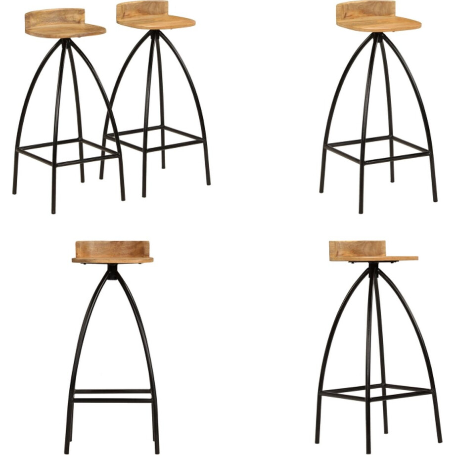 vidaXL Barkrukken 2 st massief mangohout - Barstoel - Barstoelen - Barkruk - Barkrukken afbeelding 1