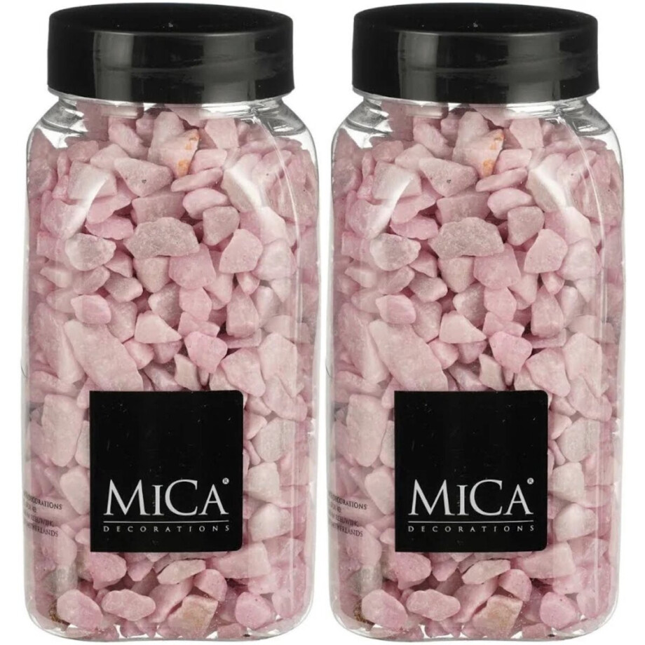 Mica Decorations decoratie steentjes - 2x - roze - 1 kilo - 650ml - hobby steentjes afbeelding 1
