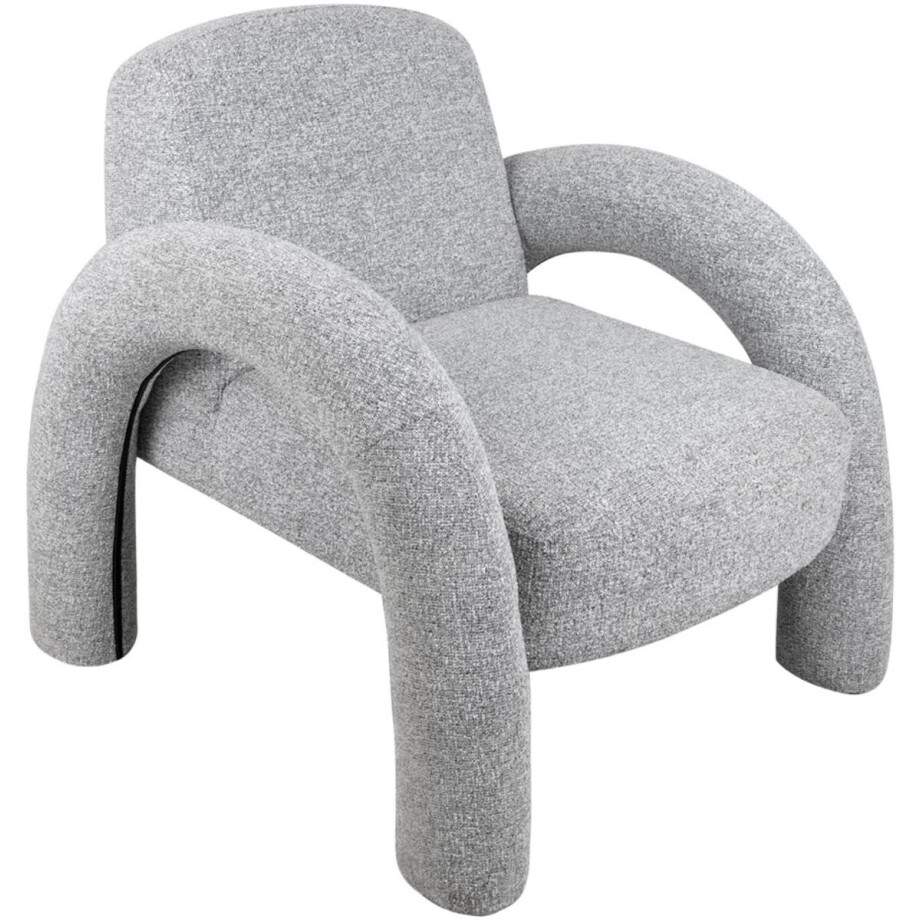 Leitmotiv Stoel Brazo Melange - Grijs - 88x74x74cm - Modern - Woonkamer - Slaapkamer afbeelding 1