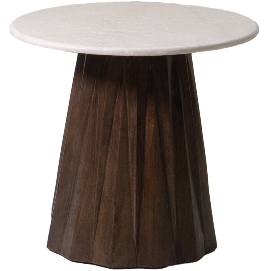 Giga Meubel Bijzettafel Faiza - Bruin - Marmer/Mangohout - 50x50cm afbeelding 1