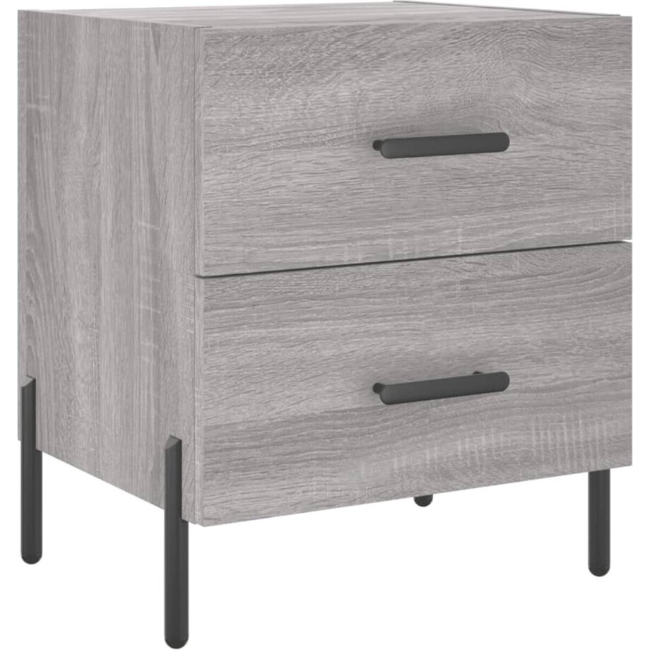 vidaXL - Nachtkastje - 40x35x47,5 - cm - bewerkt - hout - grijs - sonoma - eikenkleur vidaXL - Nachtkastje - 40x35x47,5 - cm - bewerkt - hout - grijs - sonoma - eikenkleur afbeelding 1