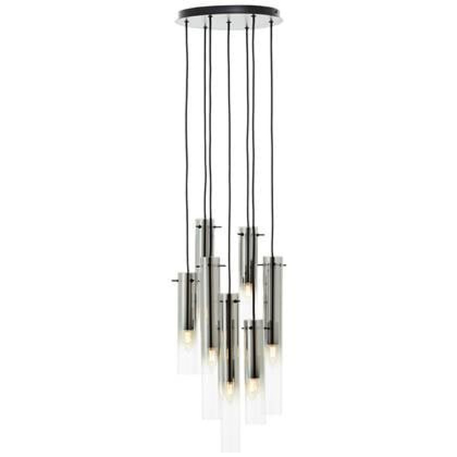 Brilliant Glasini Hanglamp 7-lichts - Zwart/Gerookt Glas afbeelding 1