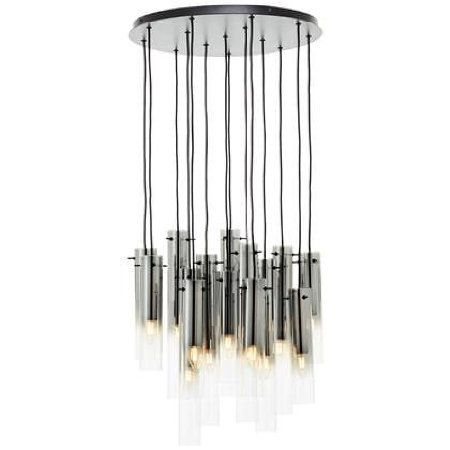 Brilliant Glasini Hanglamp 14-lichts - Zwart/Gerookt Glas afbeelding 1