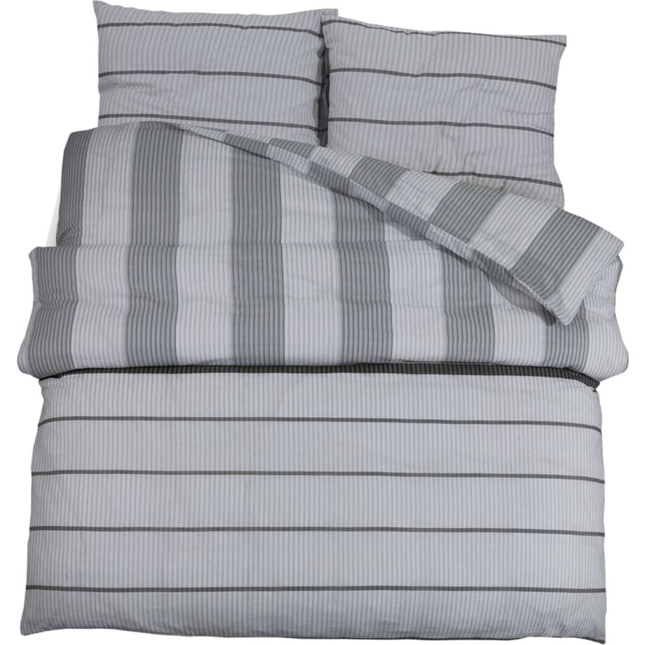 vidaXL - Dekbedovertrekset - 140x200 - cm - katoen - grijs vidaXL - Dekbedovertrekset - 140x200 - cm - katoen - grijs afbeelding 1