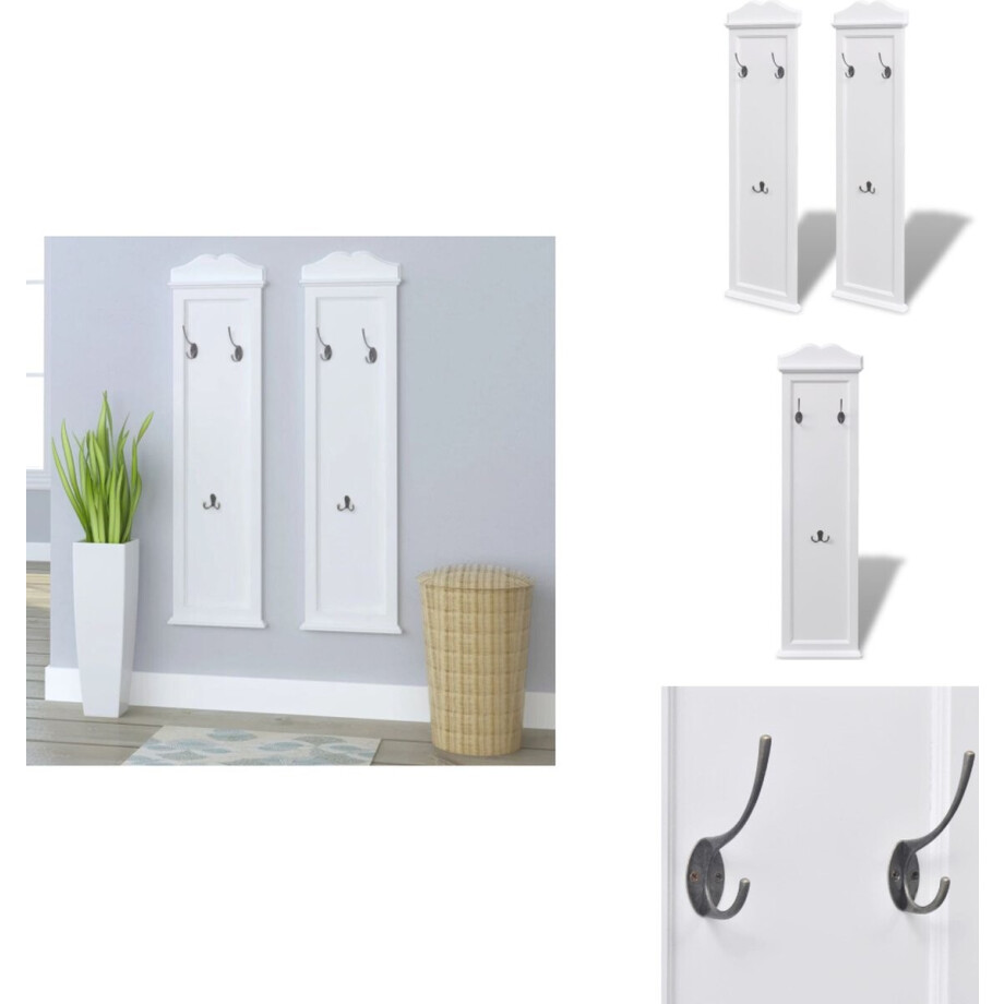 vidaXL Kapstok - Kapstokken - Kap Stok - Kap Stokken - Kapstokken wit 2 st vidaXL Kapstok - Kapstokken - Kap Stok - Kap Stokken - Kapstokken wit 2 st afbeelding 1