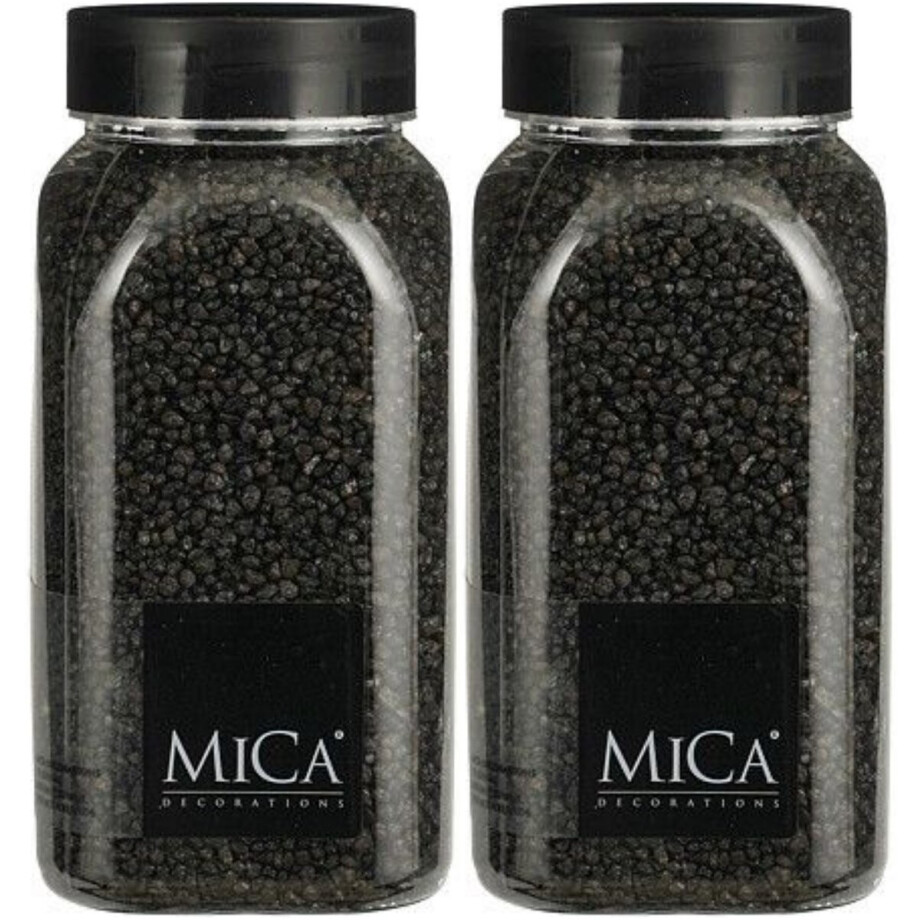 Mica Decorations decoratie stenen/granulaat - 2x - 650ml - antraciet - hobby steentjes afbeelding 1