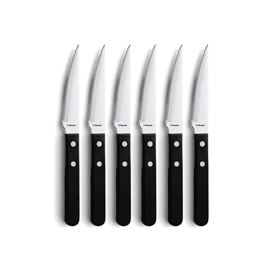Amefa steakmessen rvs + zwart (6-delig) Amefa steakmessen rvs + zwart (6-delig) afbeelding