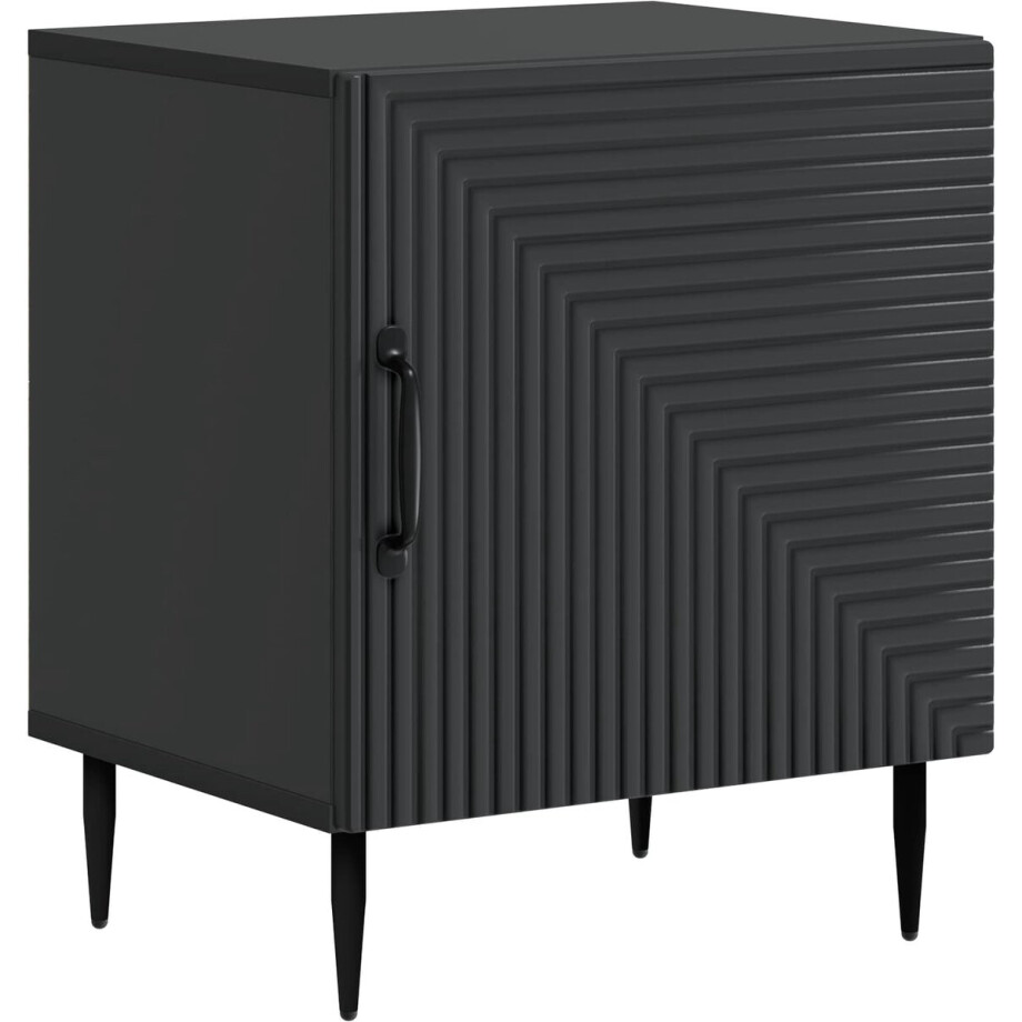 vidaXL - Nachtkastje - Zwart - 43 - x - 34,5 - x - 50 - cm - Bewerkt - hout afbeelding 1