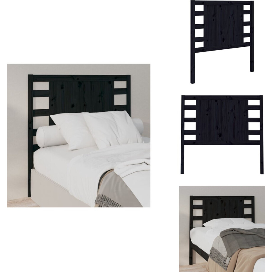 vidaXL Hoofdbord - Hoofdborden - Hoofdeinde - Houten Hoofdbord - Hoofdbord 96x4x100 cm massief grenenhout zwart afbeelding 1