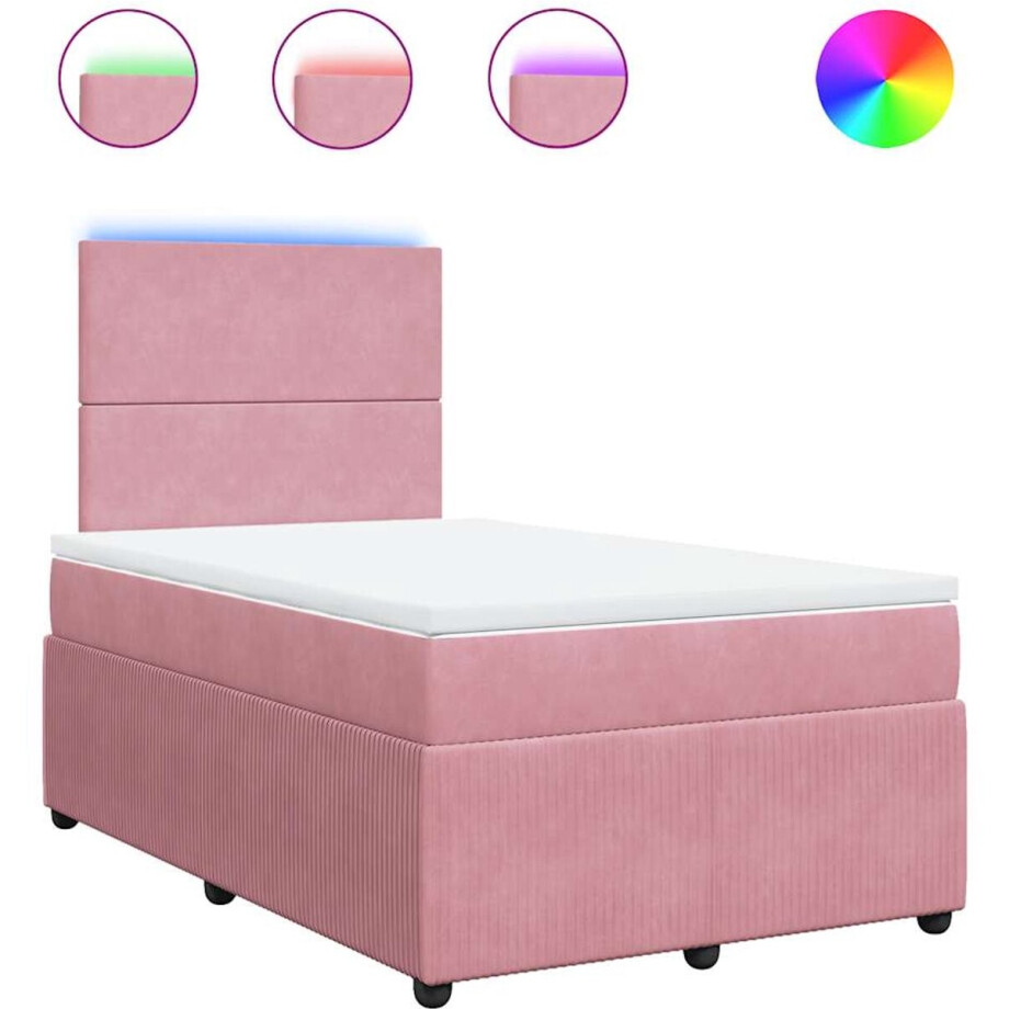 vidaXL - Boxspring - met - matras - fluweel - roze - 120x190 - cm vidaXL - Boxspring - met - matras - fluweel - roze - 120x190 - cm afbeelding 1