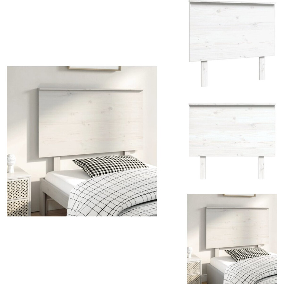vidaXL Hoofdbord - Hoofdborden - Hoofdeinde - Houten Hoofdbord - Hoofdbord 94x6x82,5 cm massief grenenhout wit afbeelding 1