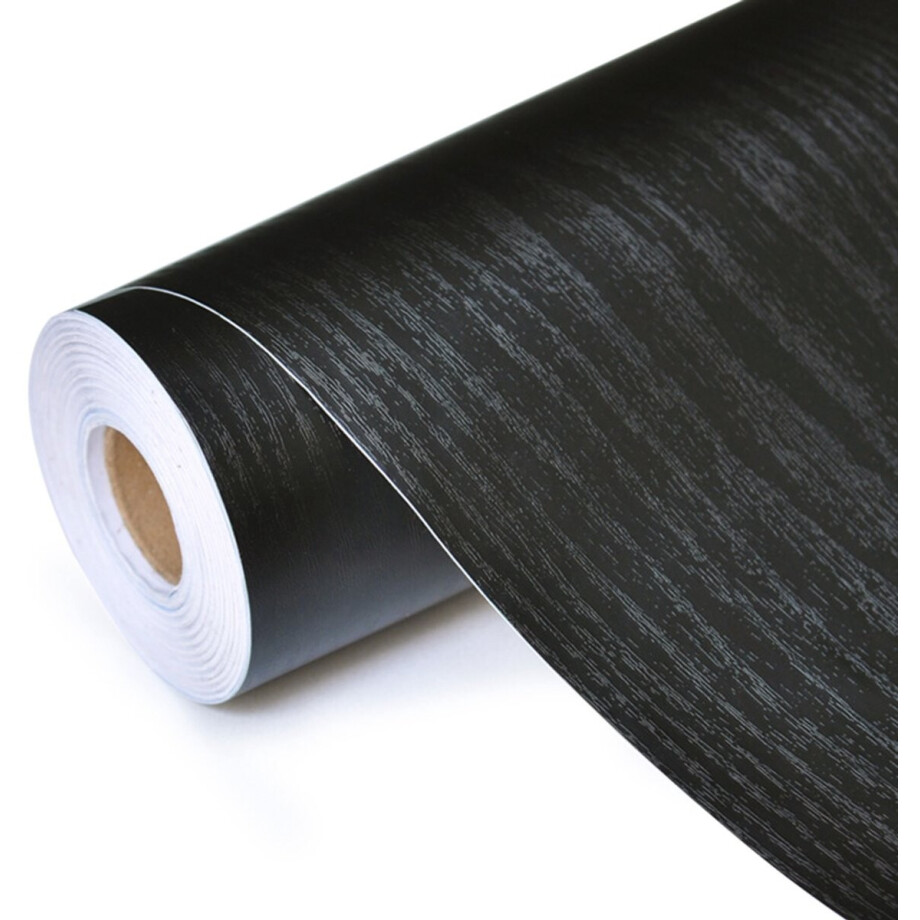 Zelfklevende beschermfolie op rol met zwart houteffect, per meter verkocht - Zelfklevende bekleding voor keuken, meubels en badkamer - 60 cm x 1 m afbeelding 1