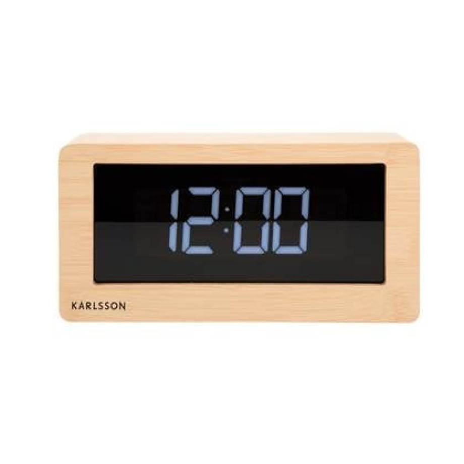 Karlsson - Table clock Boxed LED light wood veneer afbeelding 1