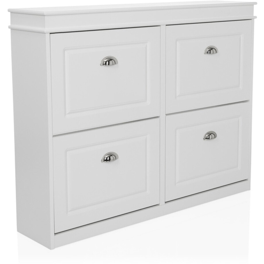 Schoenenkast / schoenenrek ESTHA 4 104x24x82 cm 4 schoenenklappen wit hjh LIVING afbeelding 1