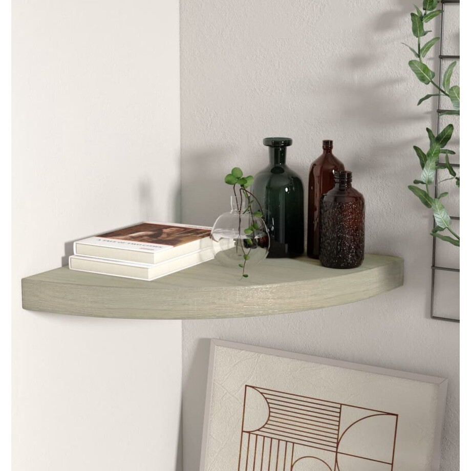 vidaXL Wandplankje - Zwevend Hoekschap - Hoekschap zwevend 35x35x3,8 cm MDF eikenkleurig - Eiken Kleur - Mdf Plank - Minimalistisch Design afbeelding 1