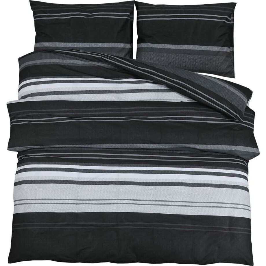 vidaXL - Dekbedovertrekset - 200x200 - cm - katoen - zwart - en - wit vidaXL - Dekbedovertrekset - 200x200 - cm - katoen - zwart - en - wit afbeelding 1