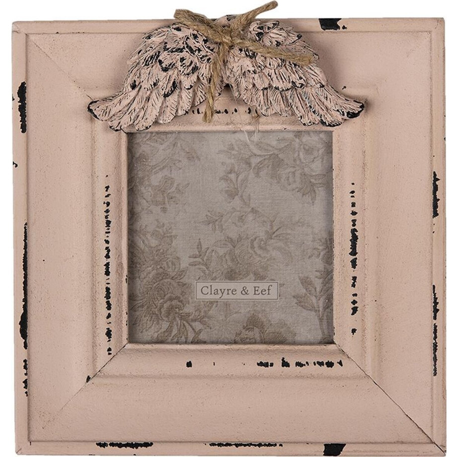 Clayre & Eef Fotolijst 7x7 cm Roze MDF Vleugels afbeelding 1
