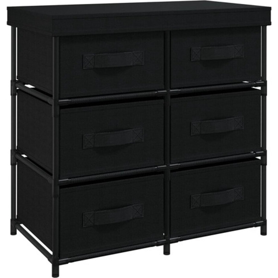 vidaXL - Opbergkast - met - 6 - lades - 55x29x55 - cm - staal - zwart afbeelding 1